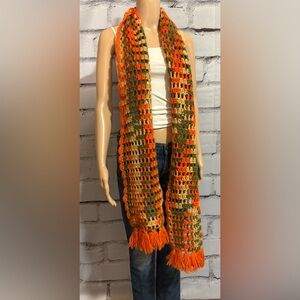 Vintage Handmade Crocheted Scarf 9”x90”